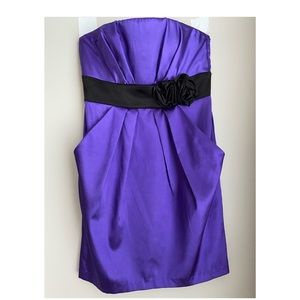xtraordinary satin strapless mini dress with pockets